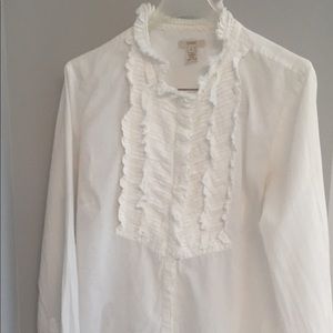 JCrew white ruffled collar blouse
